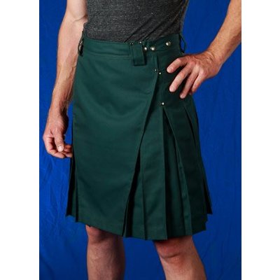 StumpTown Kilts Men's Green Kilt w/ Antique Brass Rivets