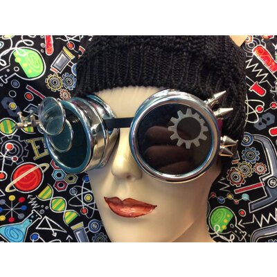 Silver Chrome Goggles w/ 2X Lens Loupe, Spikes (278)
