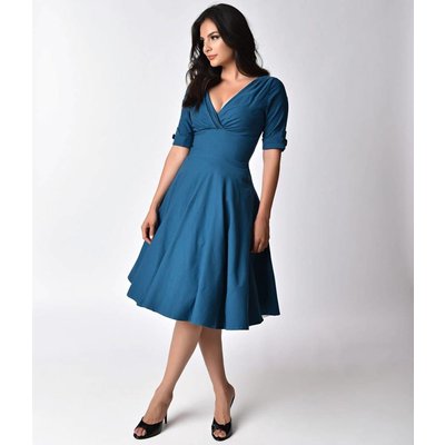 Unique Vintage Delores Dress, Blue