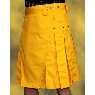 StumpTown Kilts Men's Yellow Kilt w/Antique Brass Rivets