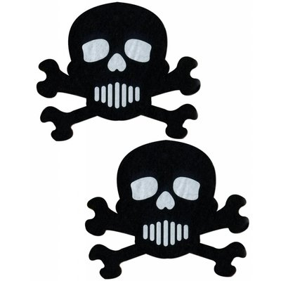 Pastease Skull: Black and White Skull & Crossbones Nipple Pasties