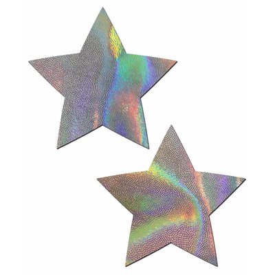 Pastease Rockstar: Silver Holographic Star Nipple Pasties