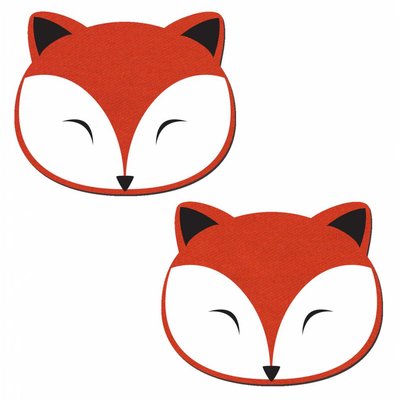 Pastease Foxy: Fox Face on Coral Denim Nipple Pasties
