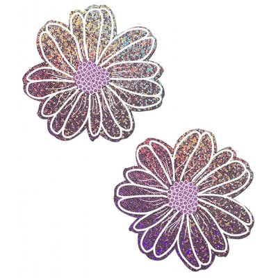 Pastease Wildflower: Lilac Glitter and Purple with White Flower Nipple Pasties