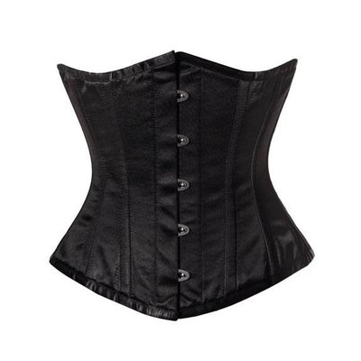 Vintage Goth Aislinn Black Crepe Satin Underbust Corset - 28