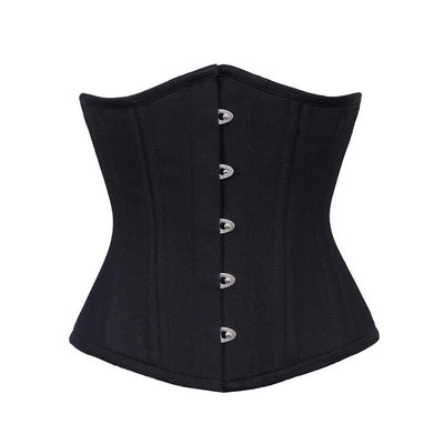 Vintage Goth Black Cotton Canvas Underbust Waist Training Corset