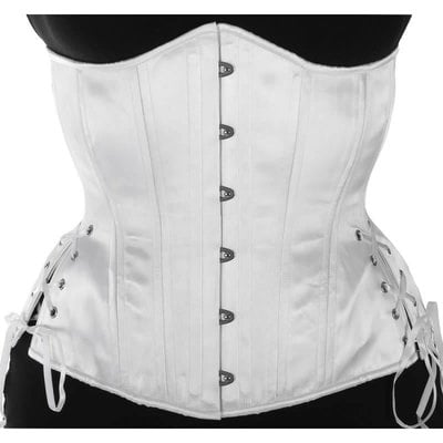 Timeless Trends White Satin Long Hourglass Corset