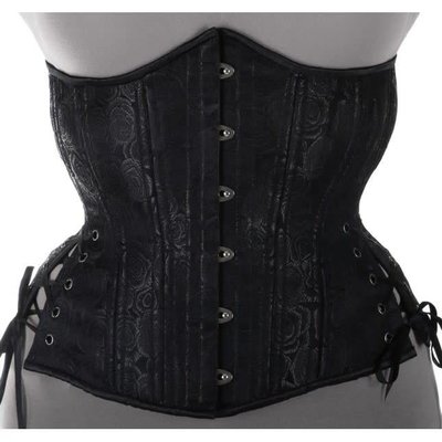 Timeless Trends Black Floral Long Hourglass Corset