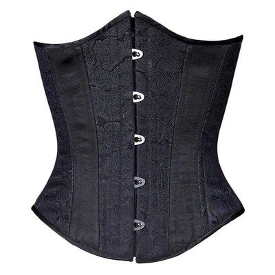 Timeless Trends Black Floral Brocade & Satin Corset