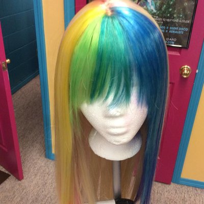 Longer Straight Cali Blonde Wig w/ Rainbow Front & Underswirl