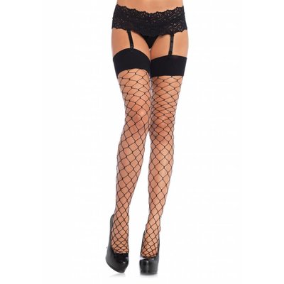 Leg Avenue Spandex Fence Net Stockings, Wide Tops, Reinf. Toes, Plus Size