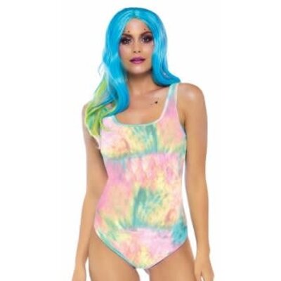 Leg Avenue Pastel Tie Dye Bodysuit w/ Snap Crotch SM
