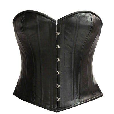 Timeless Trends Black Leather Overbust Corset