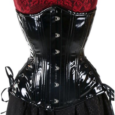 Timeless Trends Black Vinyl Long Corset