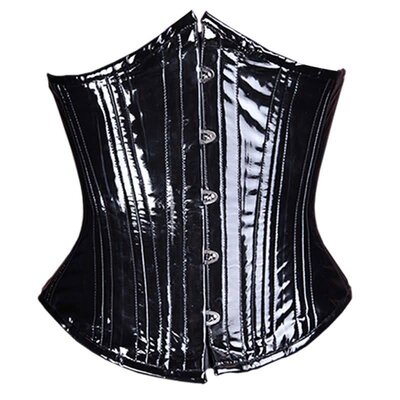 Timeless Trends Shiny Black Vinyl Corset