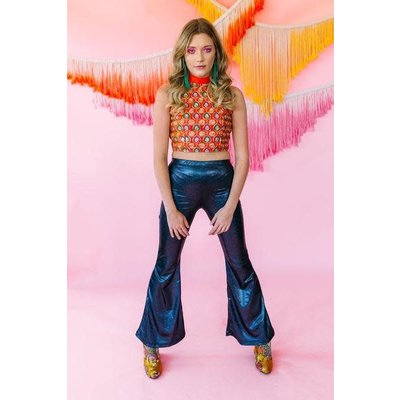 Get Crooked Holo Foil Flares w/ Elastic Waist
