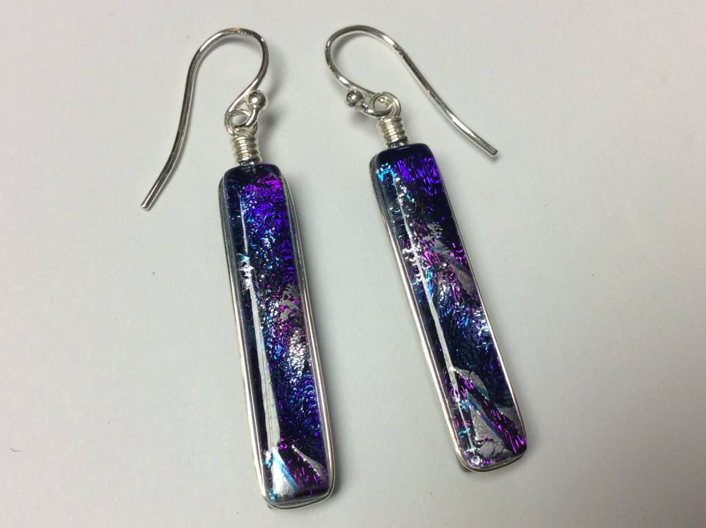Rectangle Dichroic Earrings Harmony Glworks Rectangle Dichroic Earrings