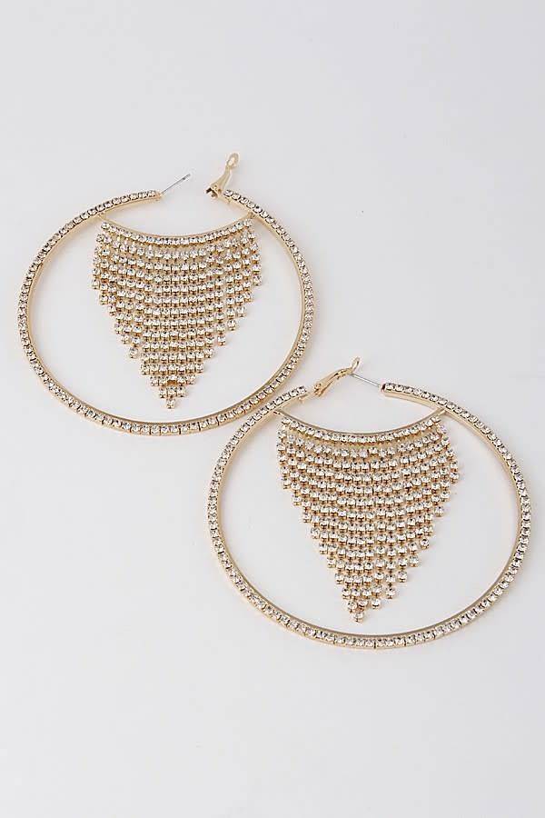 Shabby Cottage Boho Boutique Gold Diva Rhinestone Hoop Earrings Gold Diva Rhinestone Hoop Earrings