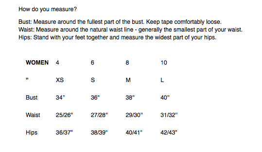 Lamarque on sale size chart