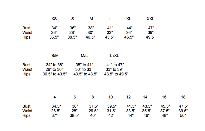 SIZE GUIDE - Boutique Nomade