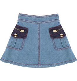 Little Marc Jacobs Little Marc Jacobs Denim Skirt, trapeze, patch pockets, mini-me.