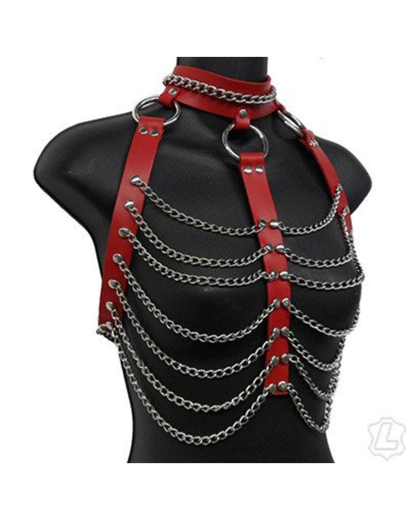 Leather and Chain Open Halter Harness - Passional Boutique