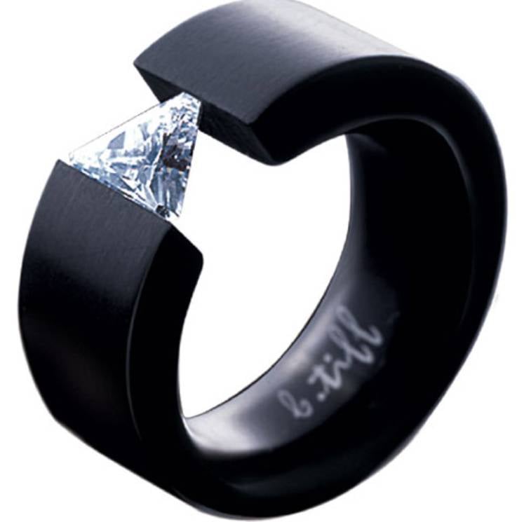 B. Tiff New York B. Tiff Stainless Black Ring & Triangle Stone Sz. 6 ...