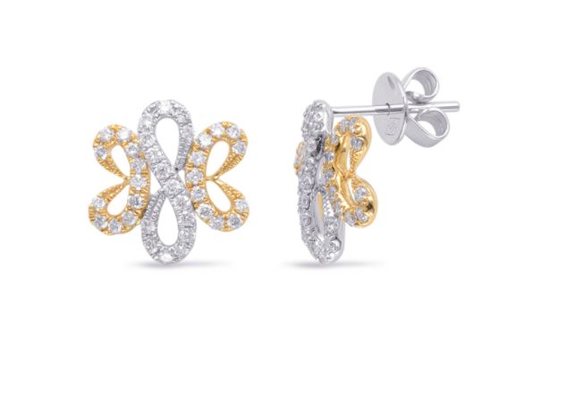 Elegantly Designed Genuine Diamond Earrings In 14k Yellow White S Kashi 14k White Yellow Gold Diamond Earrings
