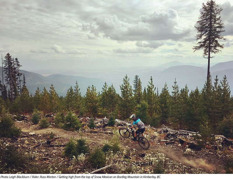 Russ Morton manuals the top of Snow Mexican in Kimberley, BC. Image by Leigh Blackburn from the Sovereign Cycle blog post: Is Now the Golden Age of Mountain Biking?