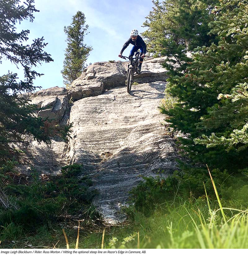 Russ Morton hitting the optional steep line off Razor's Edge. Image by Leigh Blackburn from the Sovereign Cycle blog post: Is Now the Golden Age of Mountain Biking?