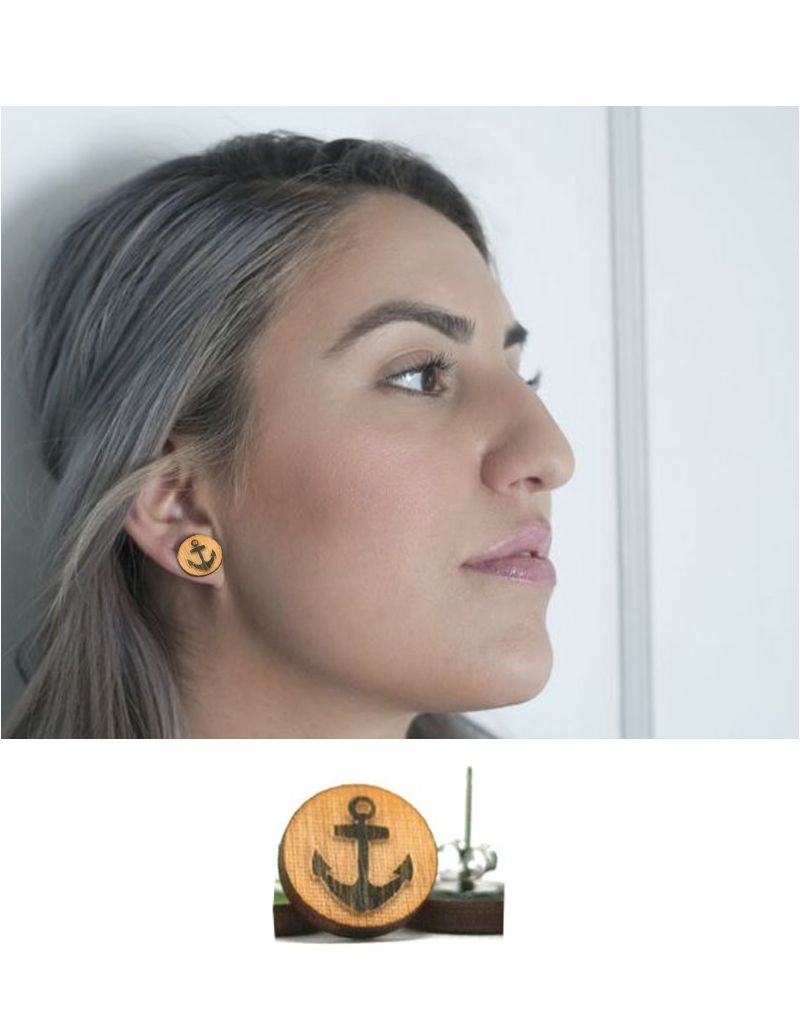 Anchor Earrings Wood Maria Luisa Boutique Unpossible Cuts Anchor Earrings Wood