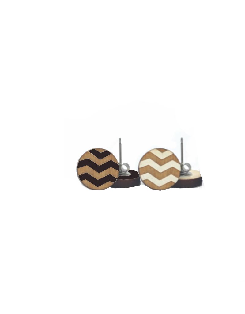 Chevron Earrings Black White Wood Maria Luisa Boutique Unpossible Cuts Chevron Earrings Black White Wood