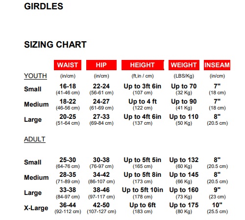 Under Armour Girdle Size Chart