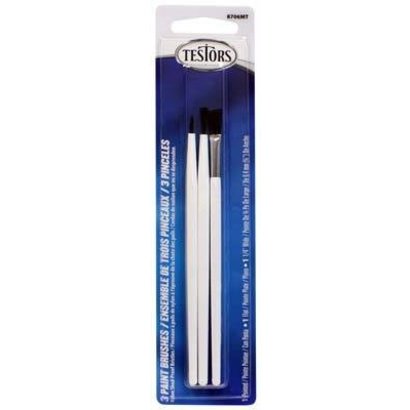 TES - Testors 8706MT 3 Paint Brush Set Flat Pointed .25