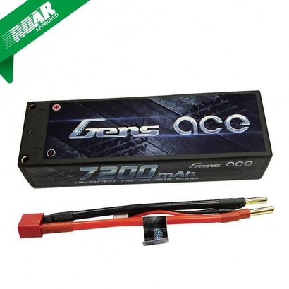 Gens ace Gens ace 7200mAh 7.4V 70C 2S1P HardCase Lipo Battery Pack 10# with 4.0mm banana to Deans plug