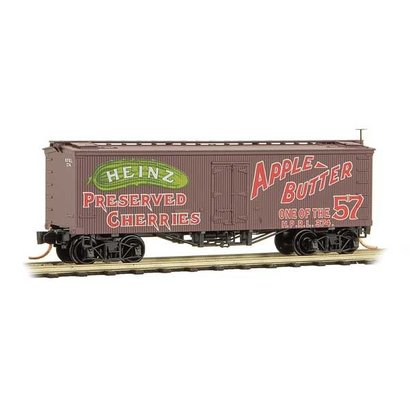 MTL - Micro-Trains Line 489- 36' Wood-Sheathed Ice Reefer - Ready to Run -- Heinz 374 (Boxcar Red, red, green, Apple Butter, Heinz Series 1)