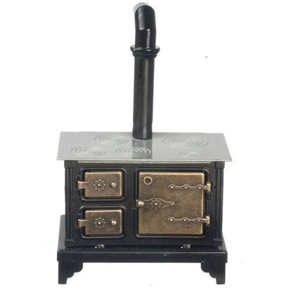 AZT - Aztec Imports BLACK METAL STOVE W/SILV.