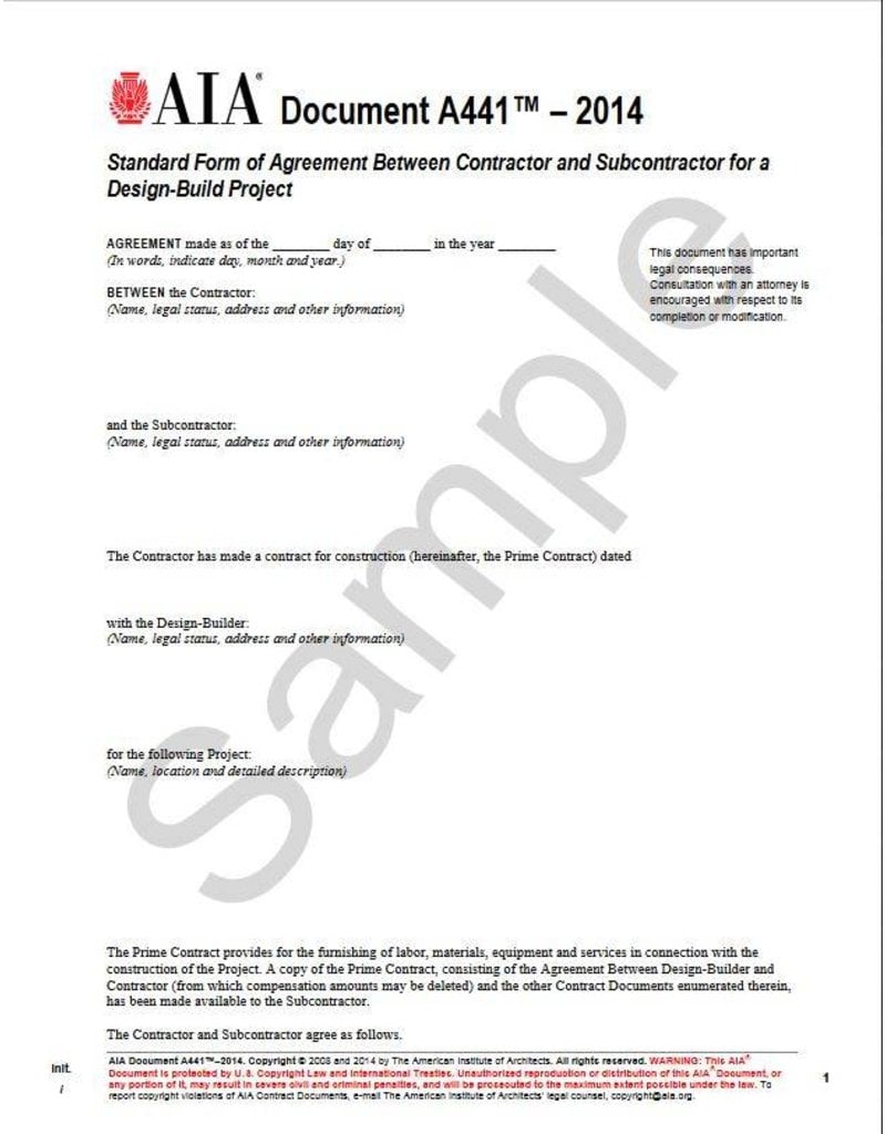 A4412014, Standard Form of Agreement Between Contractor and