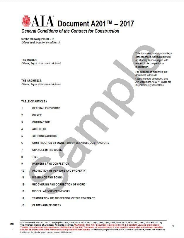 A201- 2017 General Conditions of the Contract for Construction - AIA