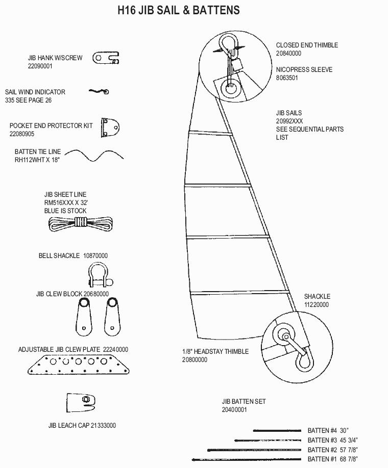 Hobie 16 Jib Parts Mariner Sails