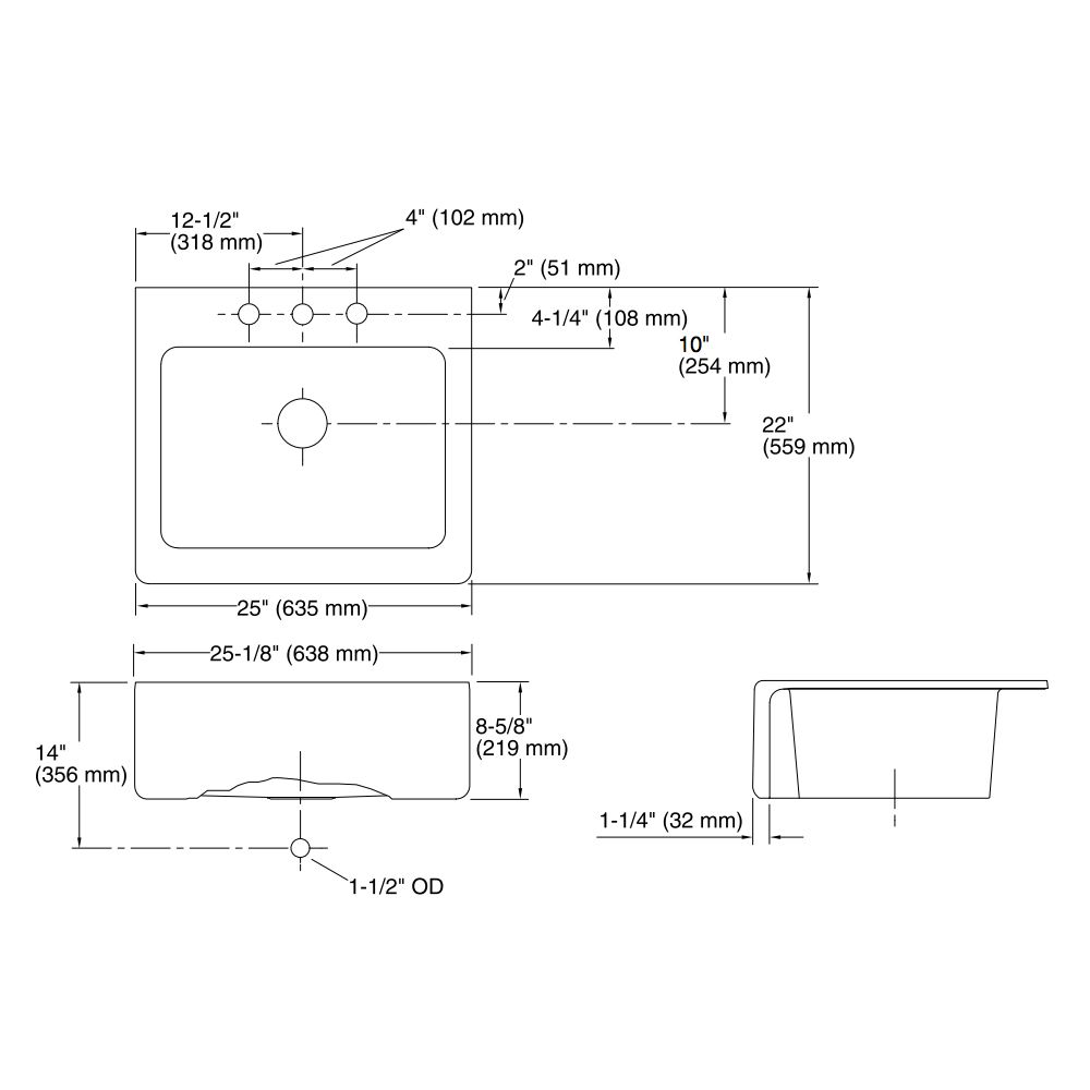 Kohler K6573 Alcott 25 X 22 Tile In Single Kitchen Sink A Kohler K6573 Alcott 25 X 22 Tile In Single Kitchen Sink A