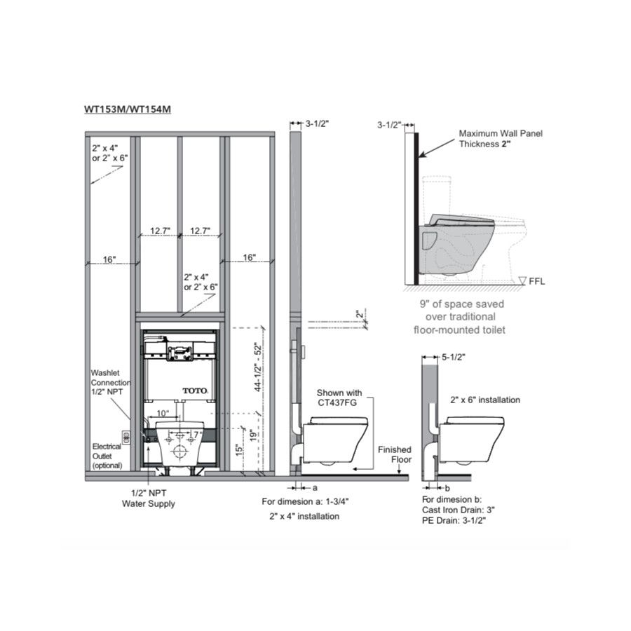 Toto Cwt437117mfg Mh Wall Hung Toilet And Duofit In Tank System Toto Cwt437117mfg Mh Wall Hung Toilet And Duofit In Tank System Copper Pipe