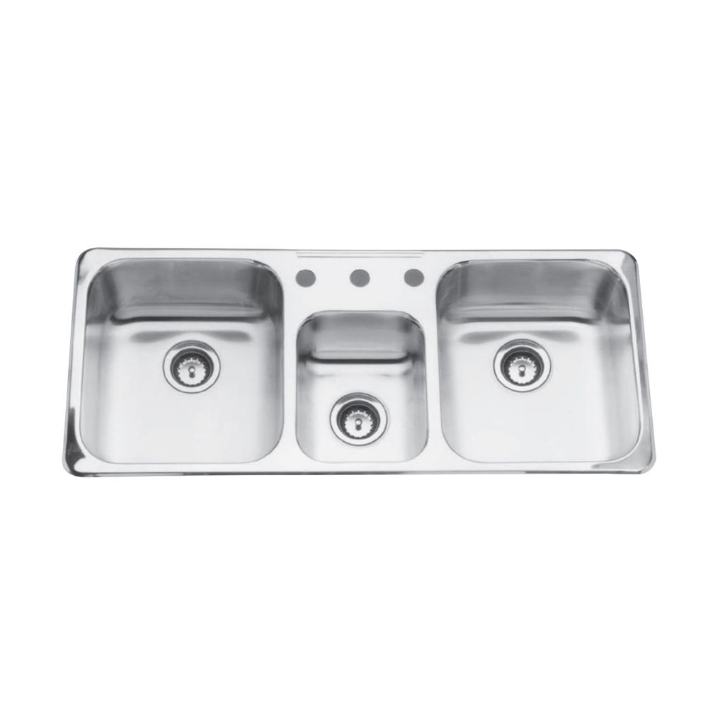 Kindred Qtcm1841 8 41 X 18 Triple Bowl Prep Kitchen Sink 3 Holes Kindred Qtcm1841 8 41 X 18 Triple Bowl Prep Kitchen Sink 3 Holes