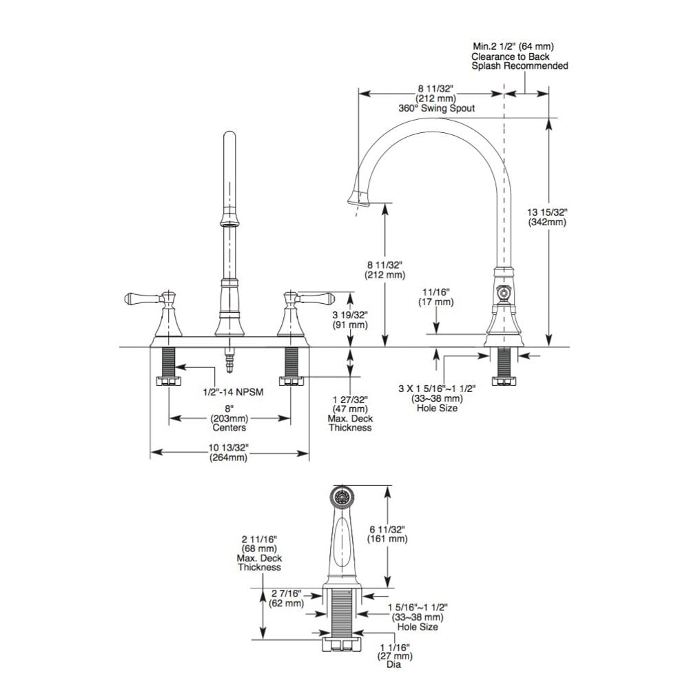 Delta 2497LF Cassidy Two Handle Kitchen Faucet With Spray ...