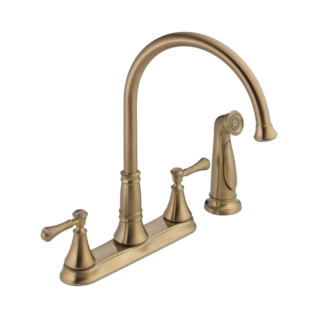 Delta 2497lf Cidy Two Handle Kitchen Faucet With Spray Champagne Delta 2497lf Cidy Two Handle Kitchen Faucet With Spray Champagne Bronze