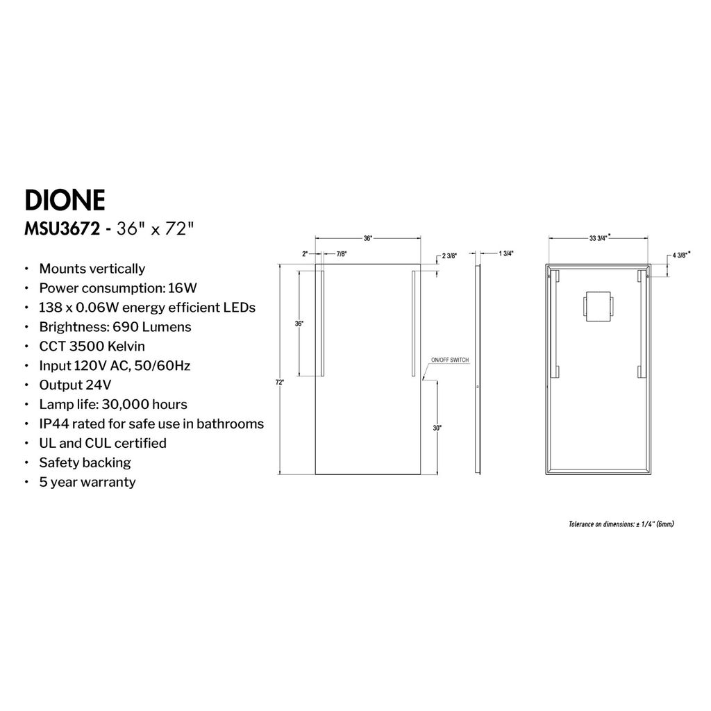Fleurco Msu3672 Dione 36 X 72 Mirror With Defogger Home Comfort Centre Fleurco Msu3672 Dione 36 X 72 Mirror With Defogger
