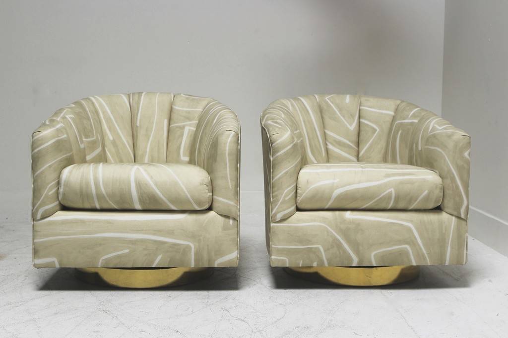 Pair Of Kelly Wearstler Graffito Swivels With Brass Bases Scout Pair Of Kelly Wearstler Graffito Swivels With Brass Bases