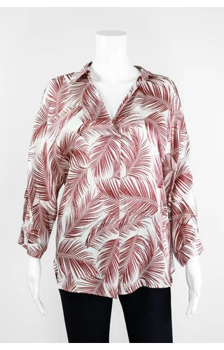 Lauren Vidal Palm Silk V Neck Blouse Lauren Vidal Palm Silk V Neck Blouse