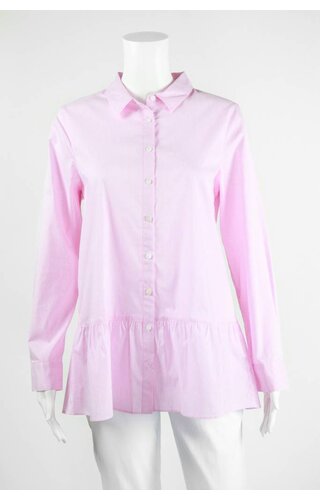 Inae Collection Ruffle Hem Pinstripe Peplum Shirt Inae Collection Ruffle Hem Pinstripe Peplum Shirt