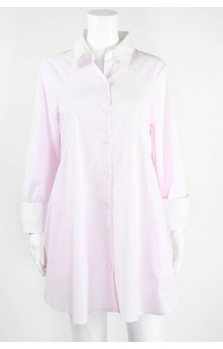 Inae Collection White Collar Pinstripe Dress With Pockets Inae Collection White Collar Pinstripe Dress With Pockets